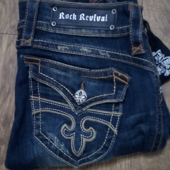 Rock Revival Women's 26 Bootcut Patti Dark Flap Pockets Distressed - Picture 3 of 13